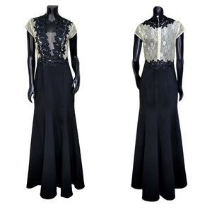 Marciano Womens 6 Nude Lace Top‎ Black Mermaid Skirt Formal Evening Gown
